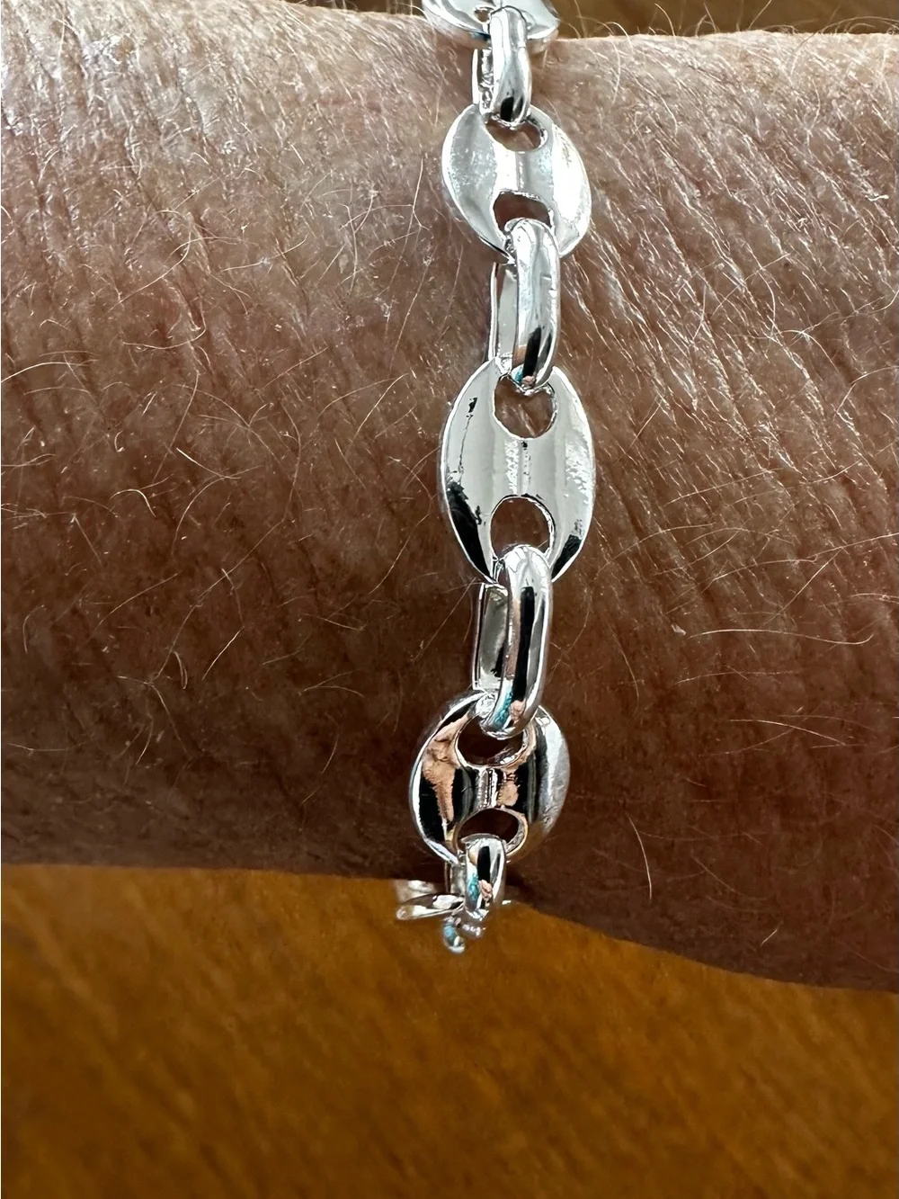 925 Sterling Silver Buckle Chain Link Bracelet. ~ 8”